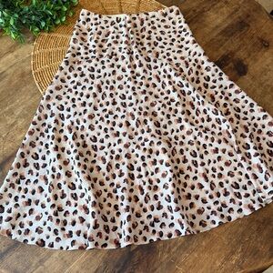 Theory Silk Animal Print A-Line Skirt